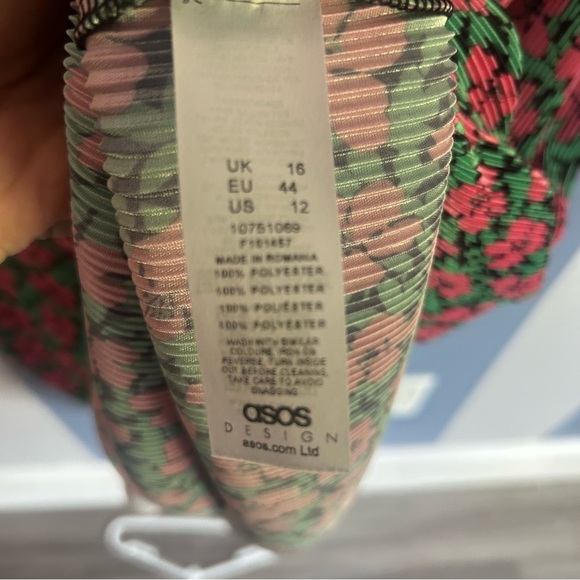 ASOS maternity mini pluses crew neck dress pink green floral - Picture 7 of 10